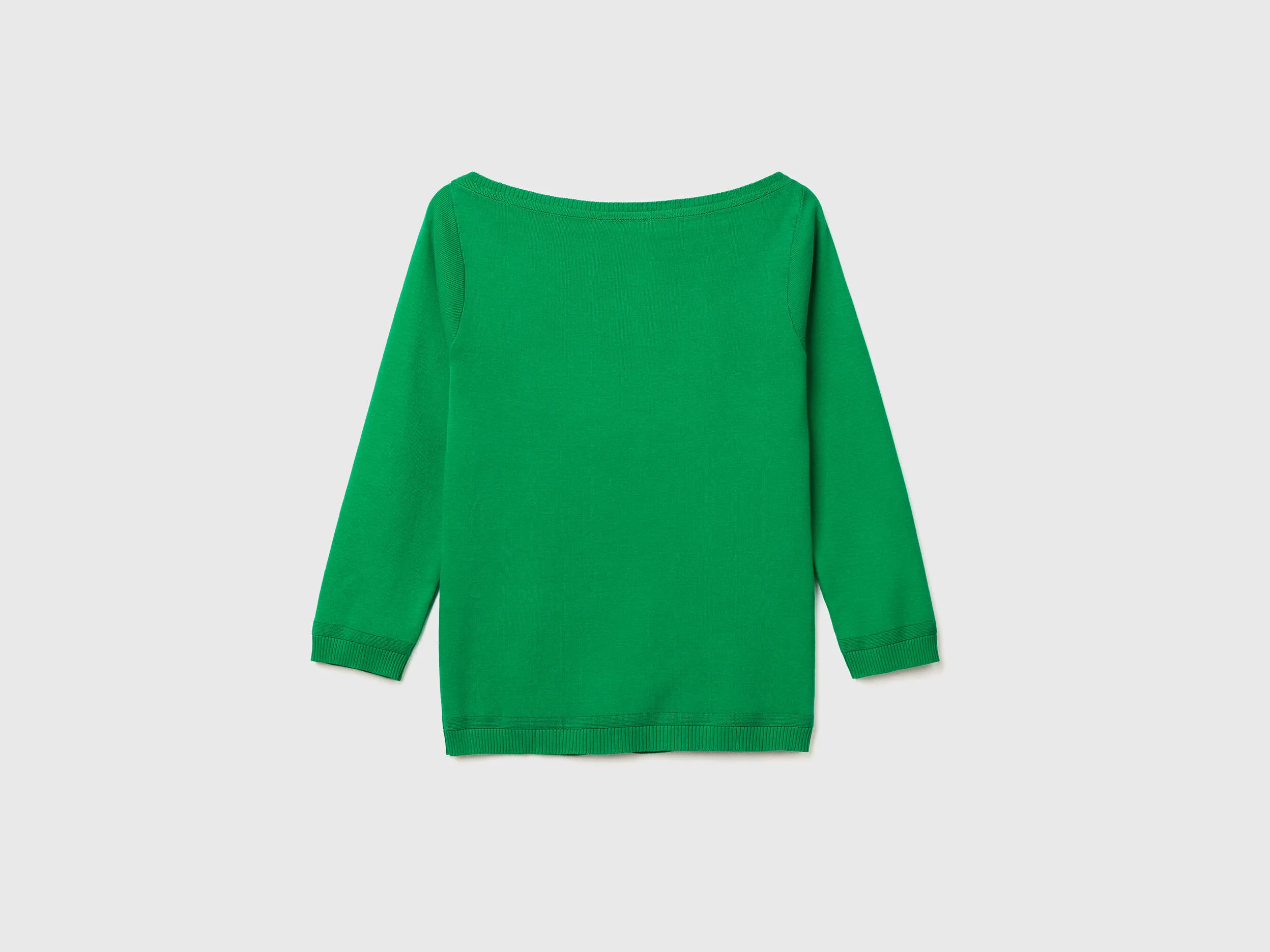 100% cotton boat neck sweater - Green | Benetton