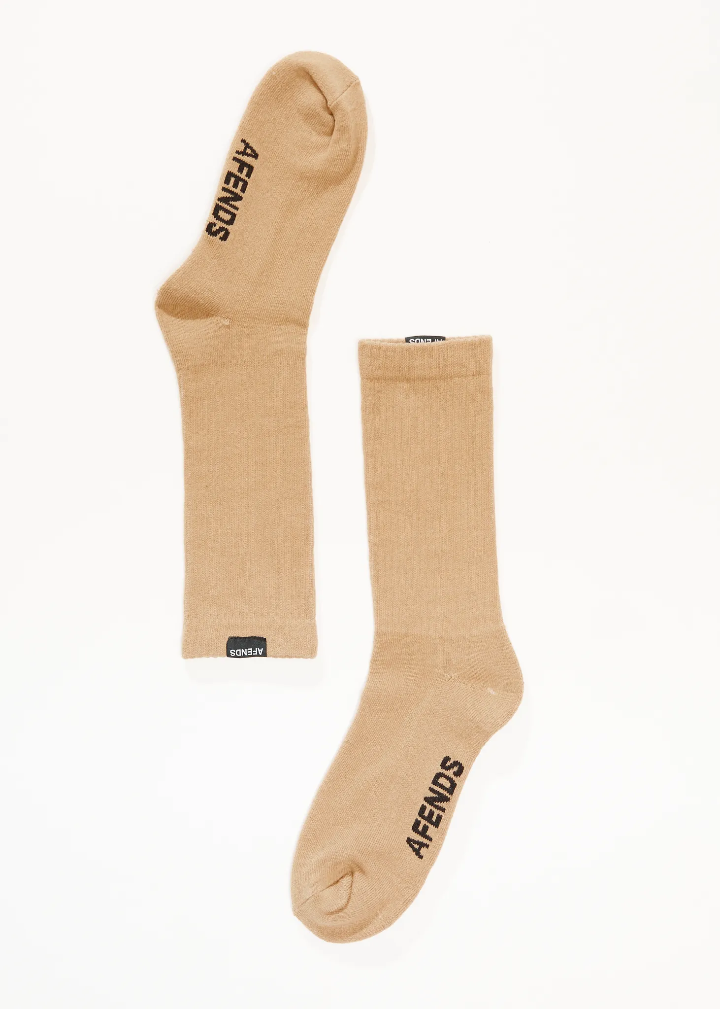 AFENDS Everyday Ribbed Crew Socks - Taupe