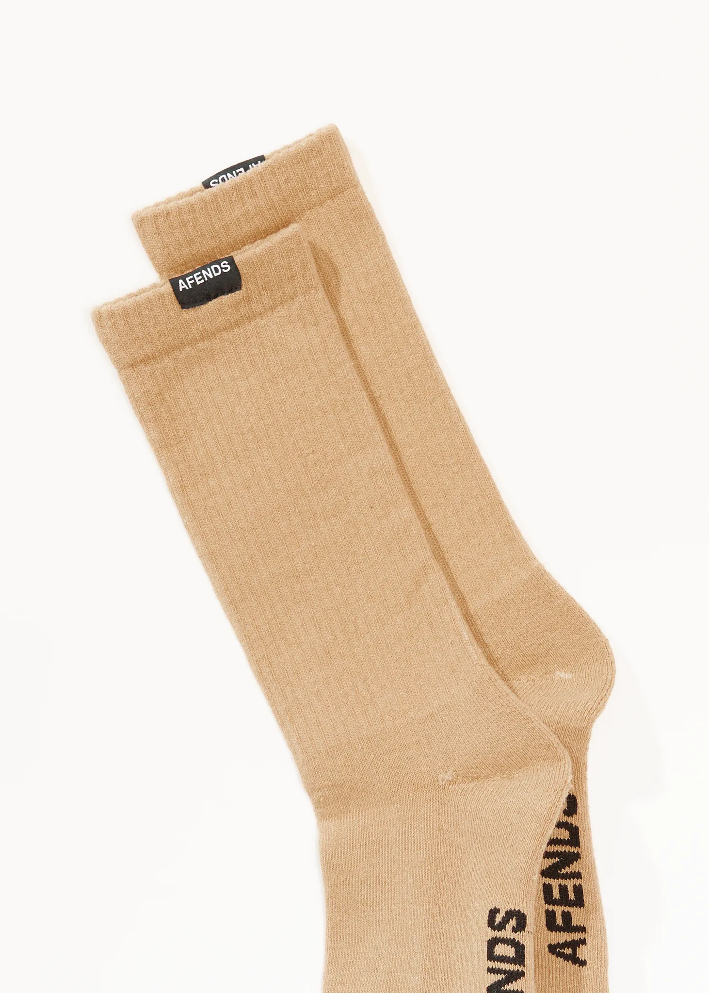 AFENDS Everyday Ribbed Crew Socks - Taupe