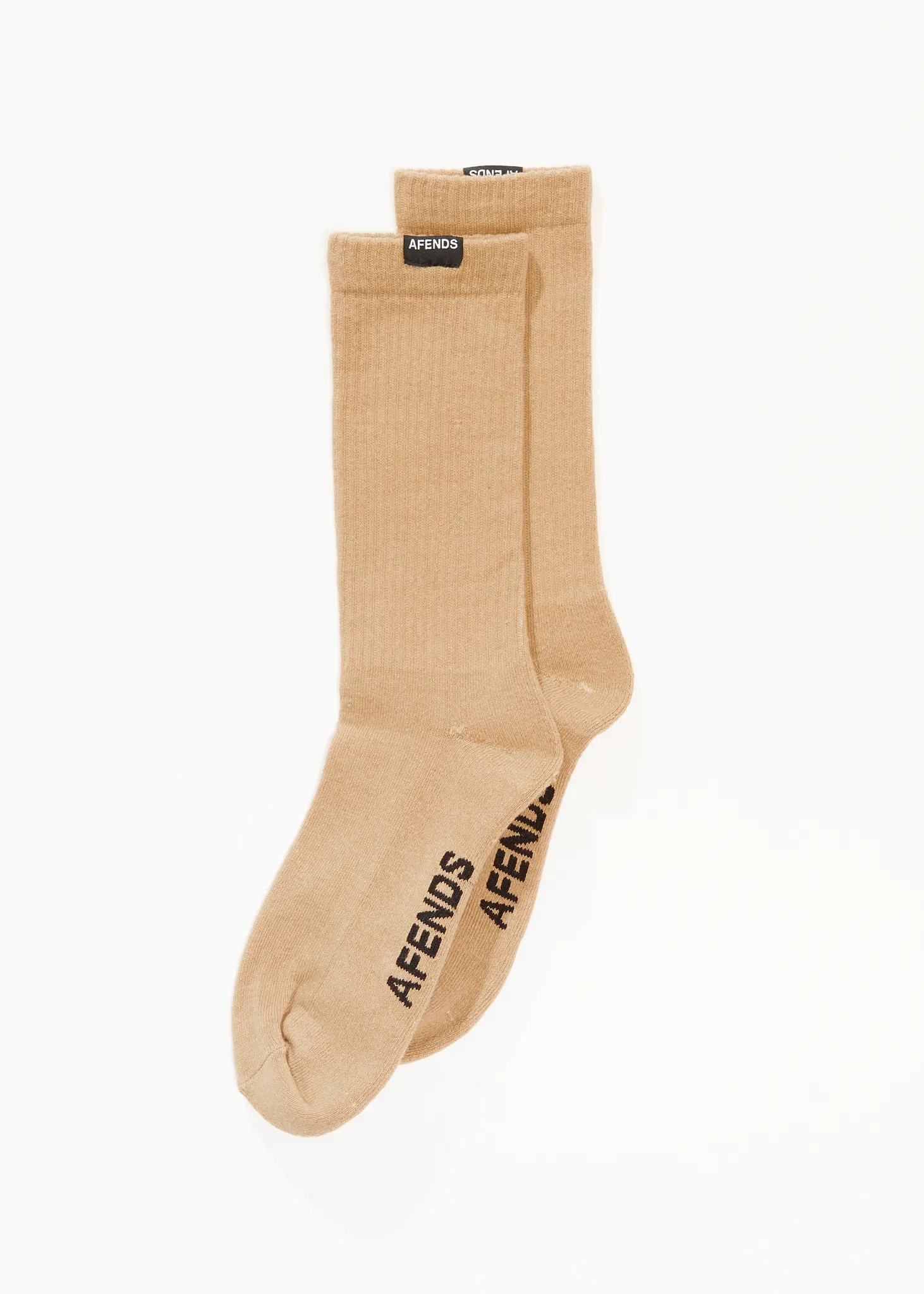 AFENDS Everyday Ribbed Crew Socks - Taupe