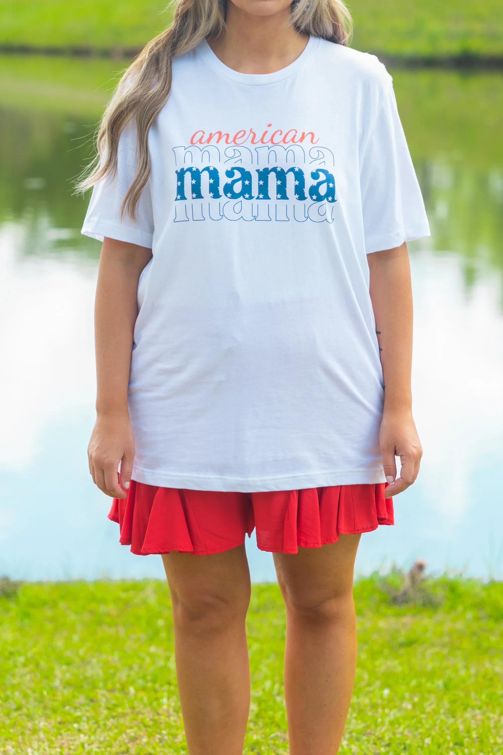 American Mama Tee, White