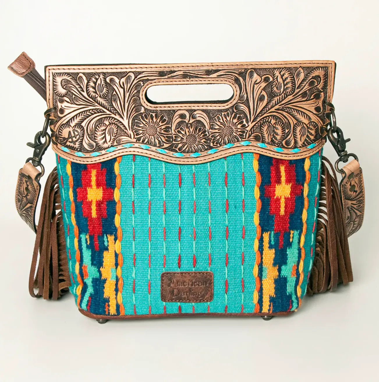 AZTEC TEAL SADDLE BAG PURSE