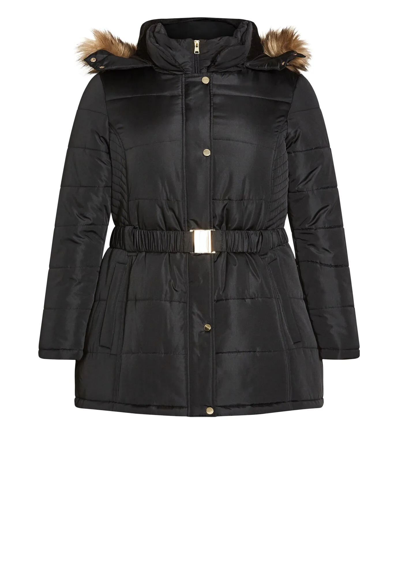 Belted Hood Puffer Coat