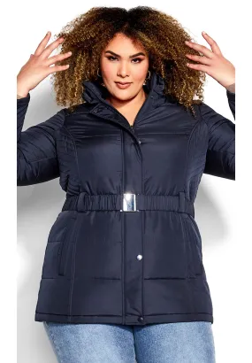 Belted Hood Puffer Coat