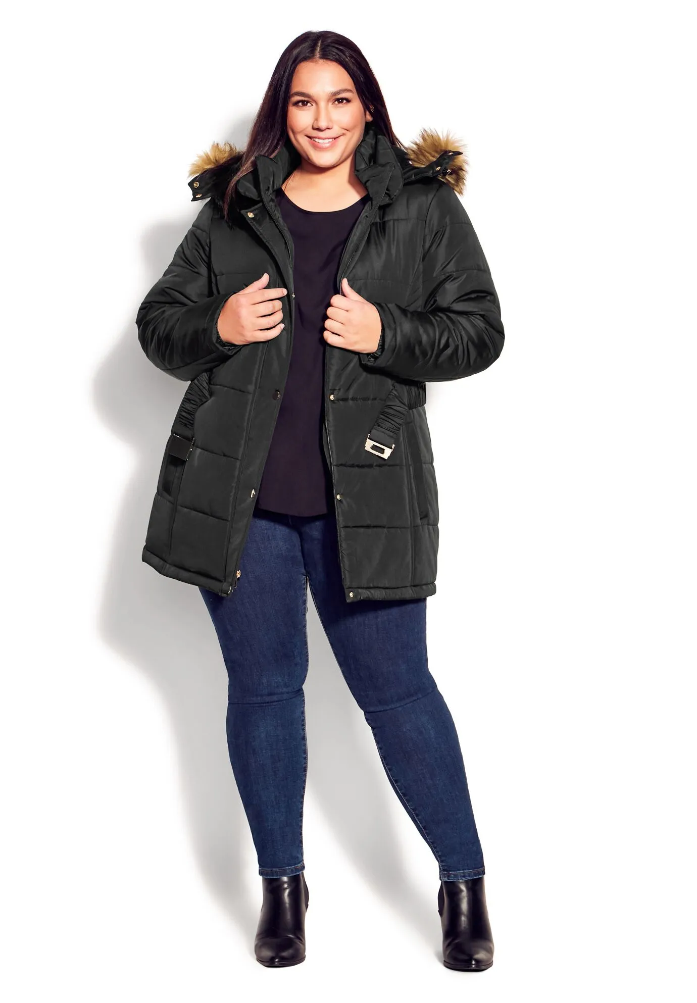 Belted Hood Puffer Coat