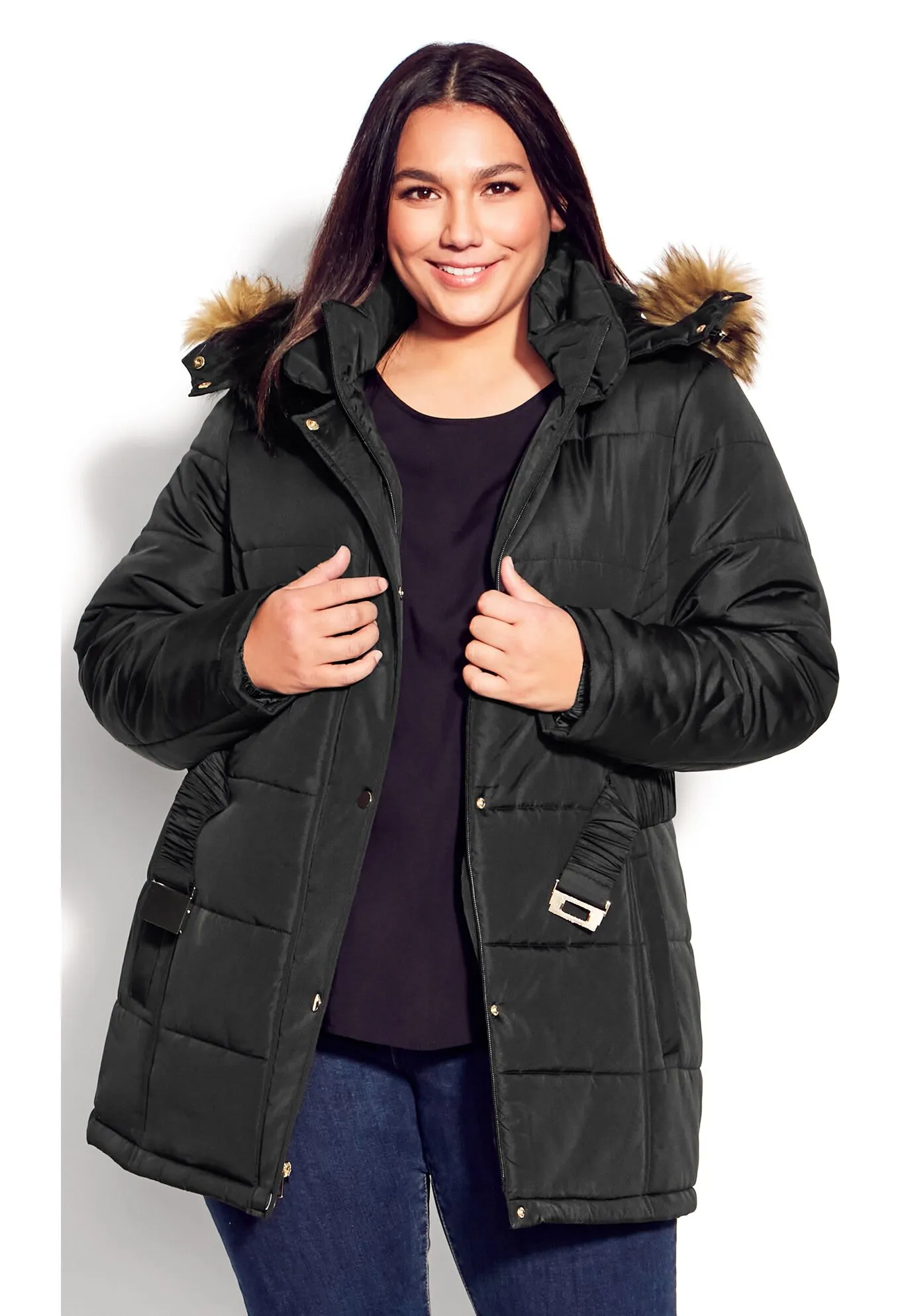 Belted Hood Puffer Coat