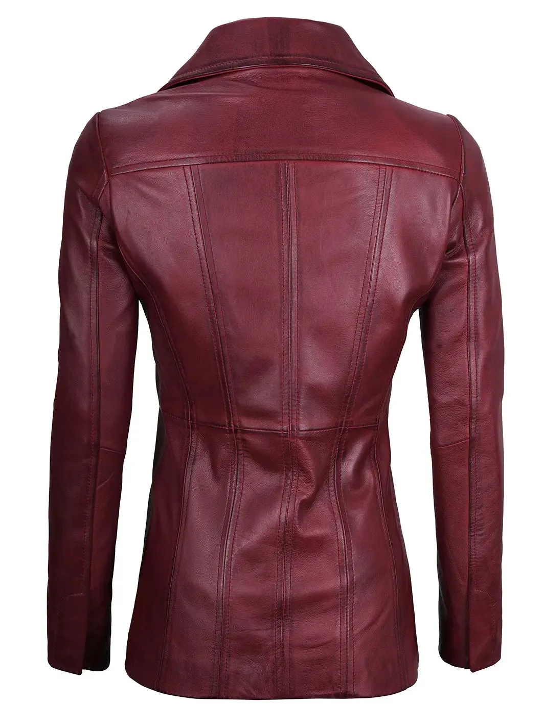 Bitonto Maroon Leather Blazer