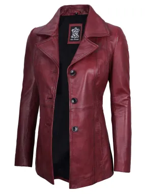 Bitonto Maroon Leather Blazer