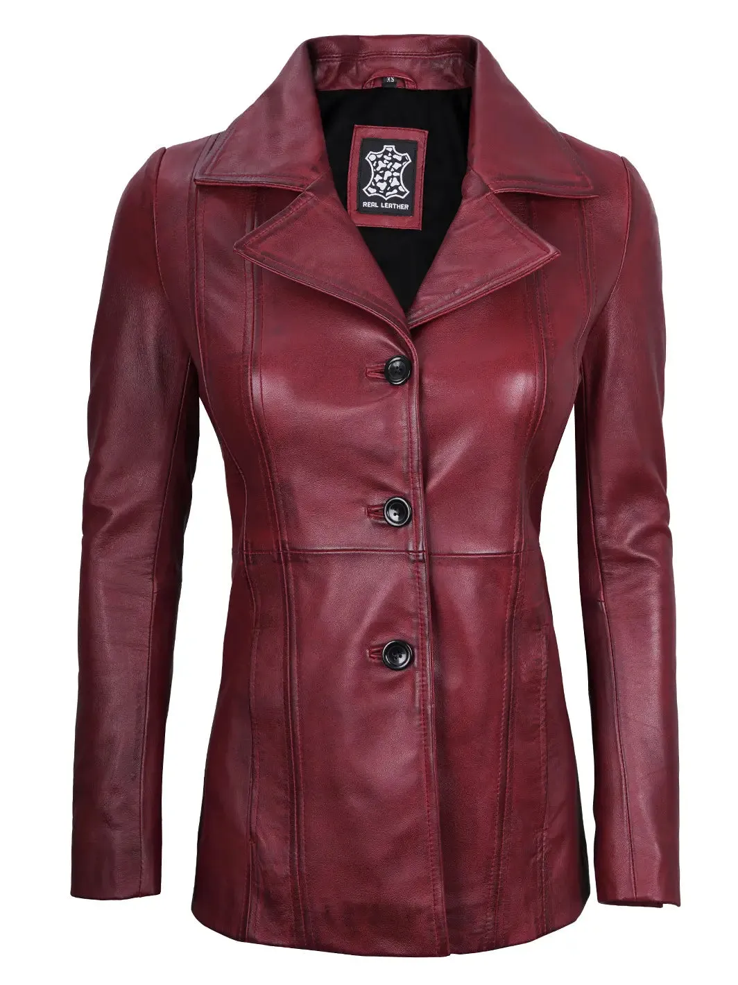 Bitonto Maroon Leather Blazer