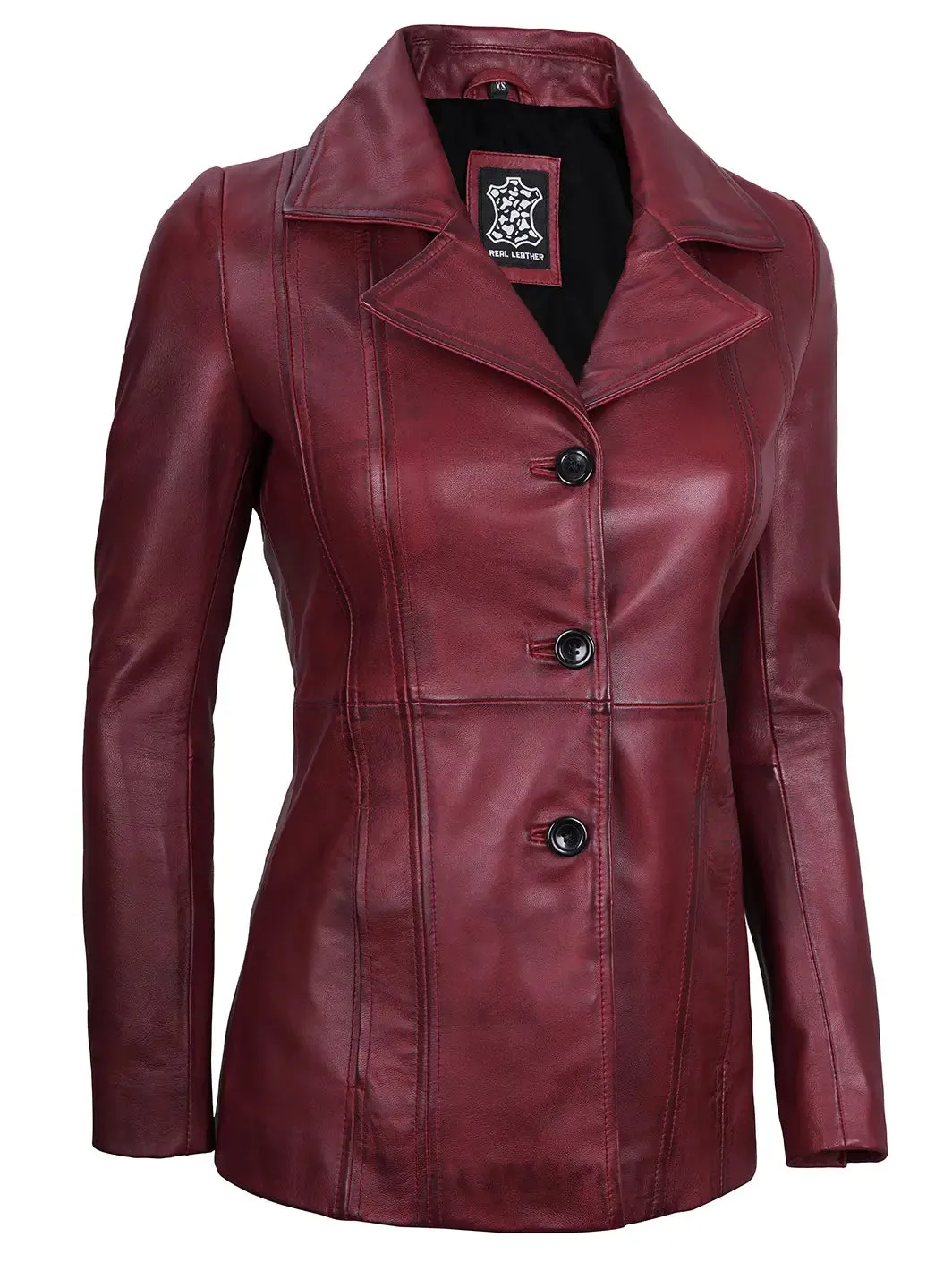 Bitonto Maroon Leather Blazer