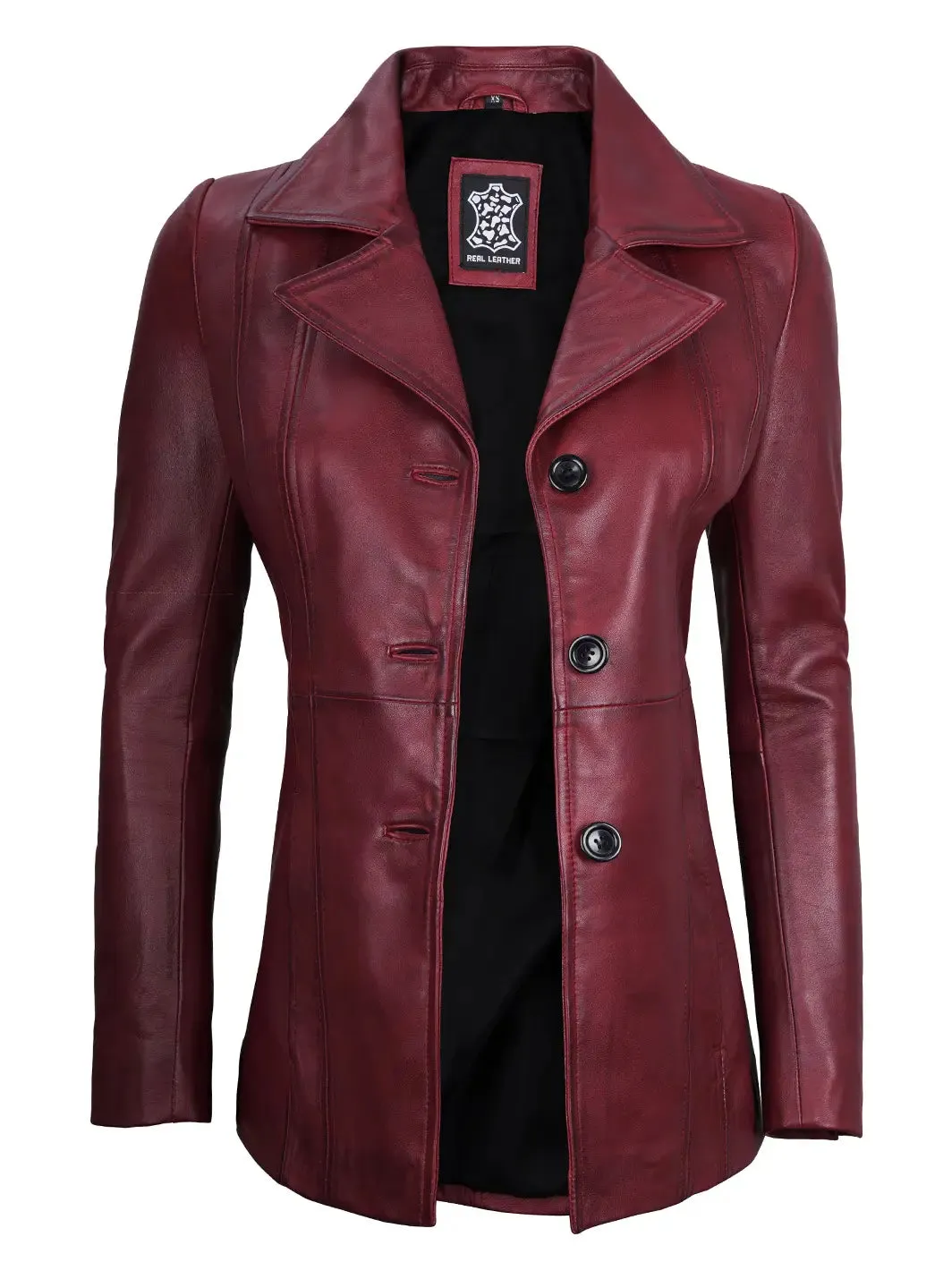 Bitonto Maroon Leather Blazer