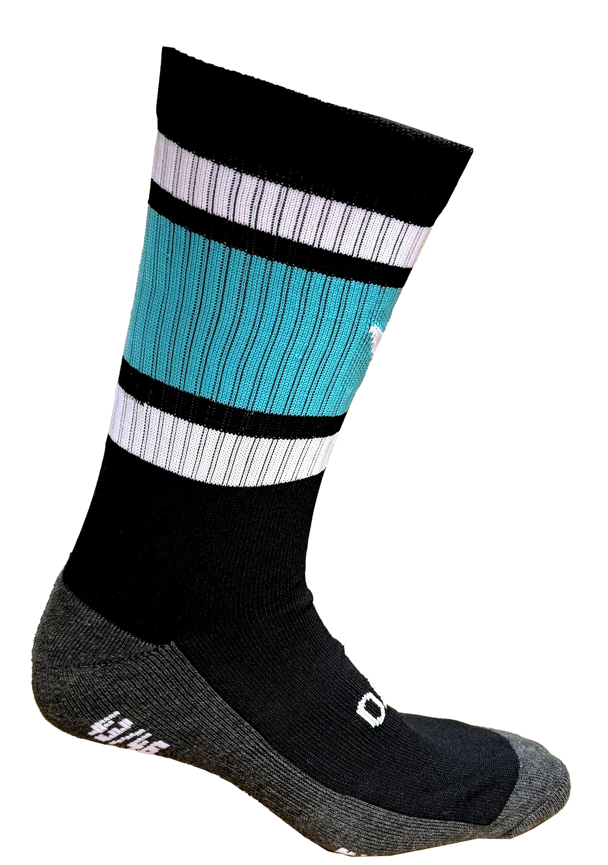 Black and Teal Macron Senior Port Adelaide Ankle Socks - Item Code: 58542800