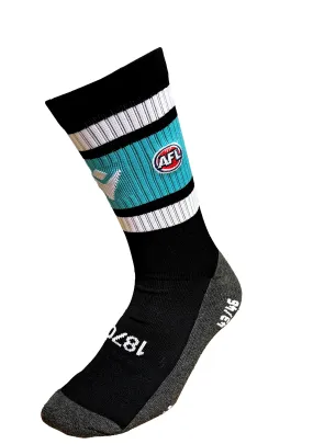 Black and Teal Macron Senior Port Adelaide Ankle Socks - Item Code: 58542800