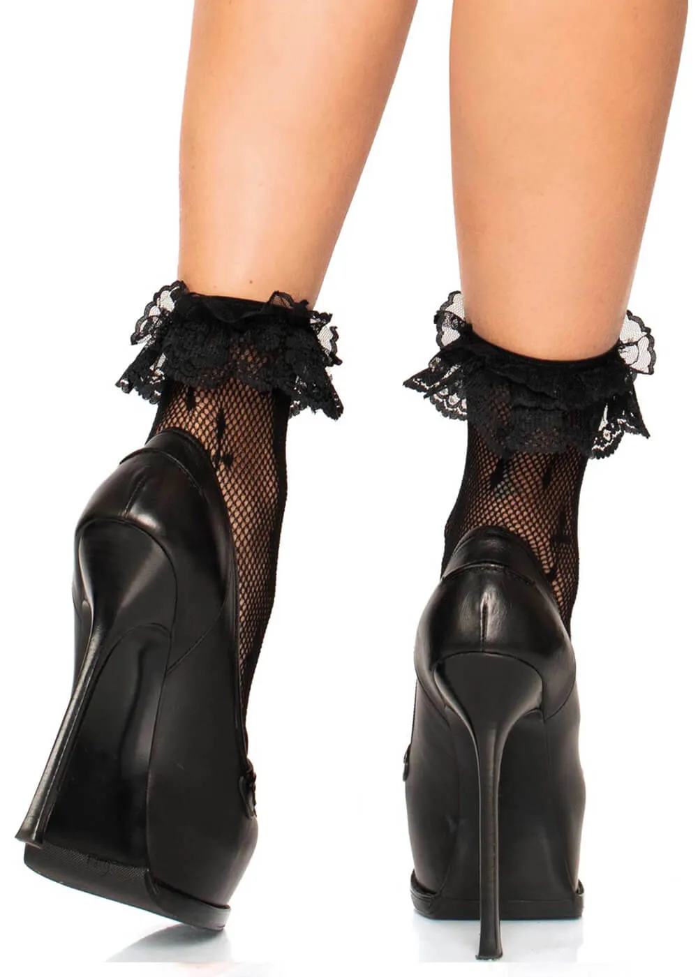 Black Cross Ankle Socks - Leg Avenue