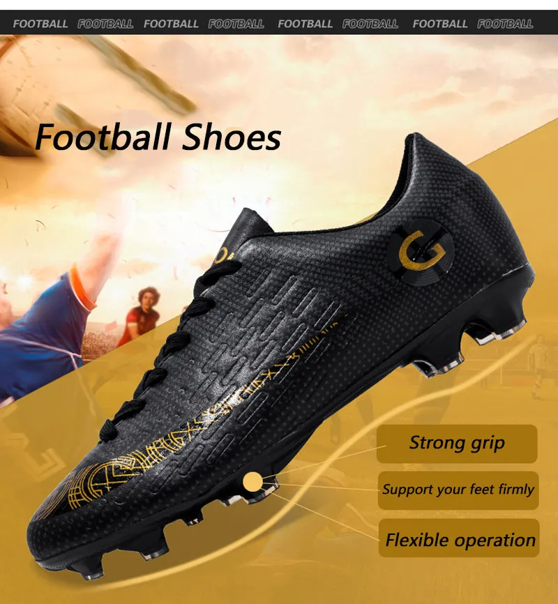 Black Men's Comfortable Outdoor Breathable Wear-resistant Soccer Shoes