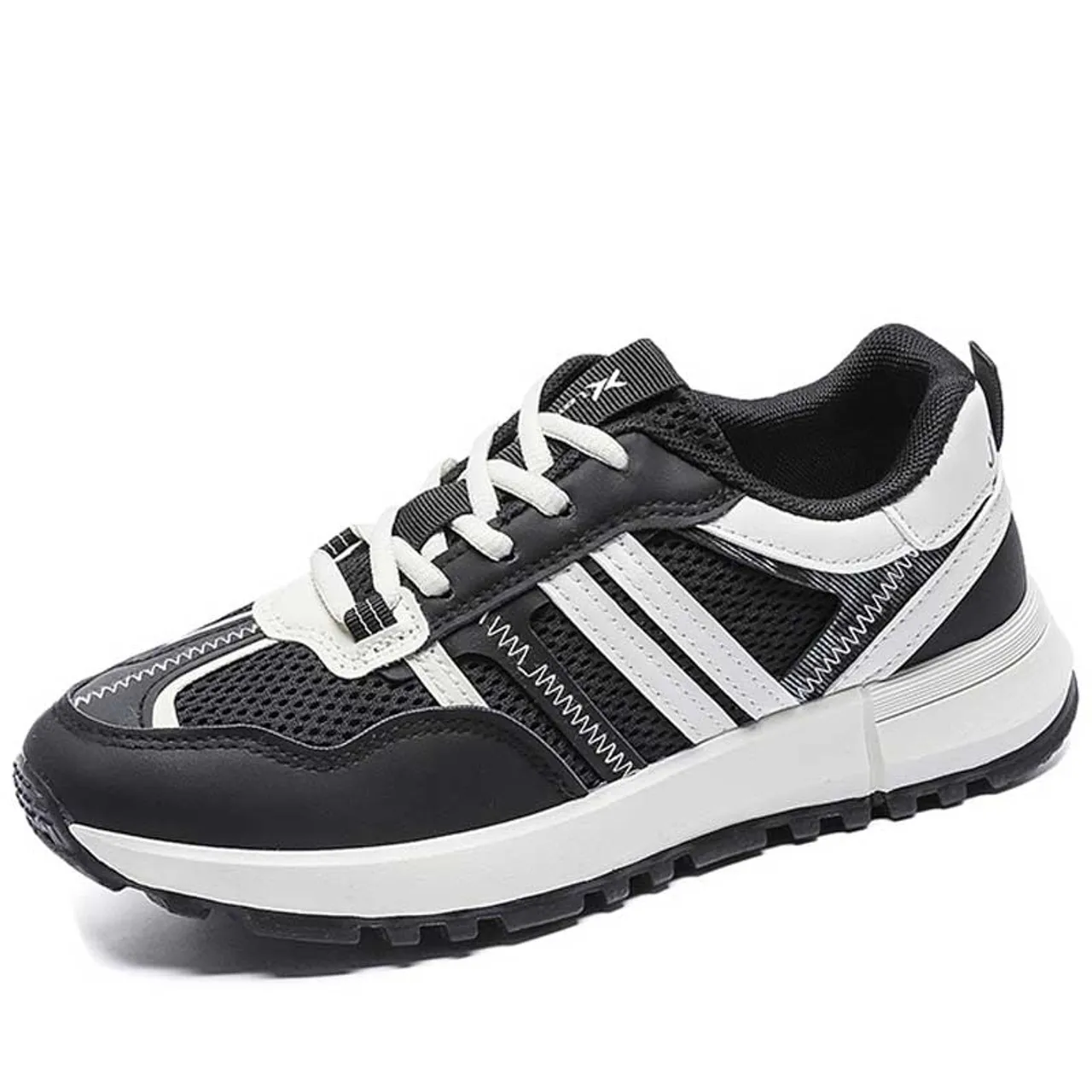 Black stripe wave accents casual shoe sneaker