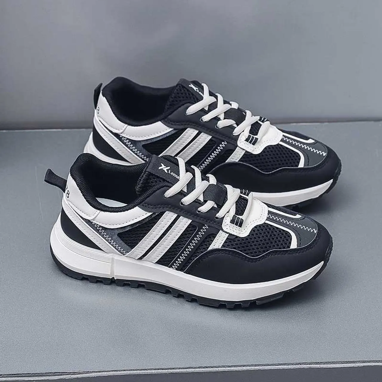 Black stripe wave accents casual shoe sneaker