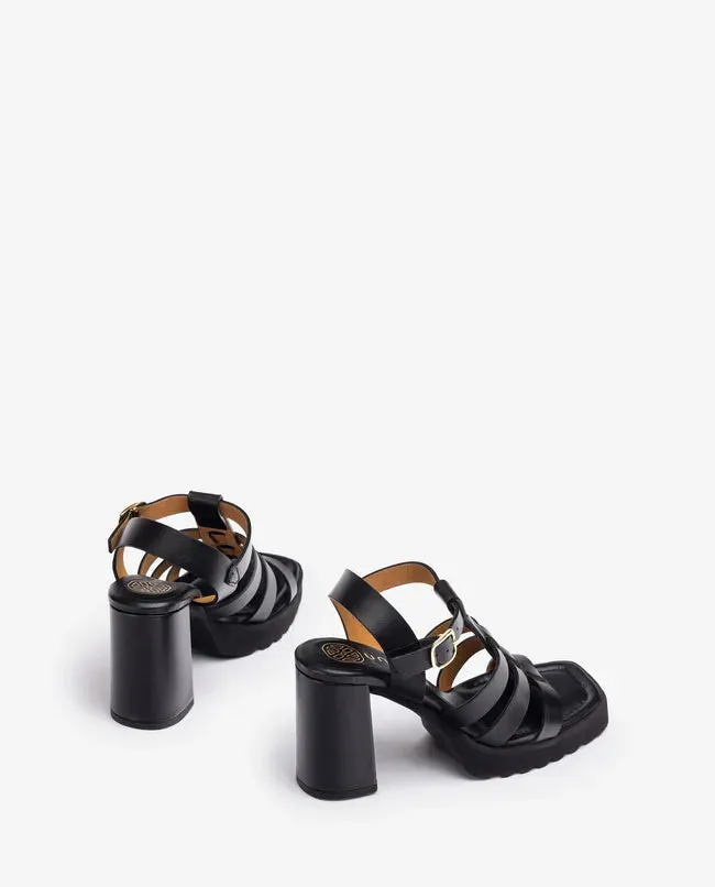 Block Heel Sandals, Black