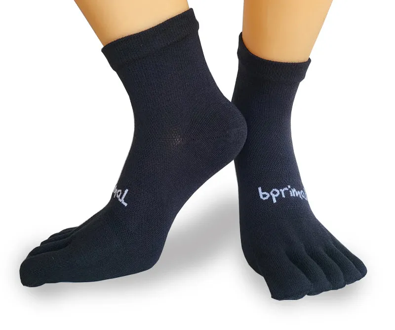 Bprimal Everyday Five-Toe Socks - Mini-Crew - Regular Weight - Black