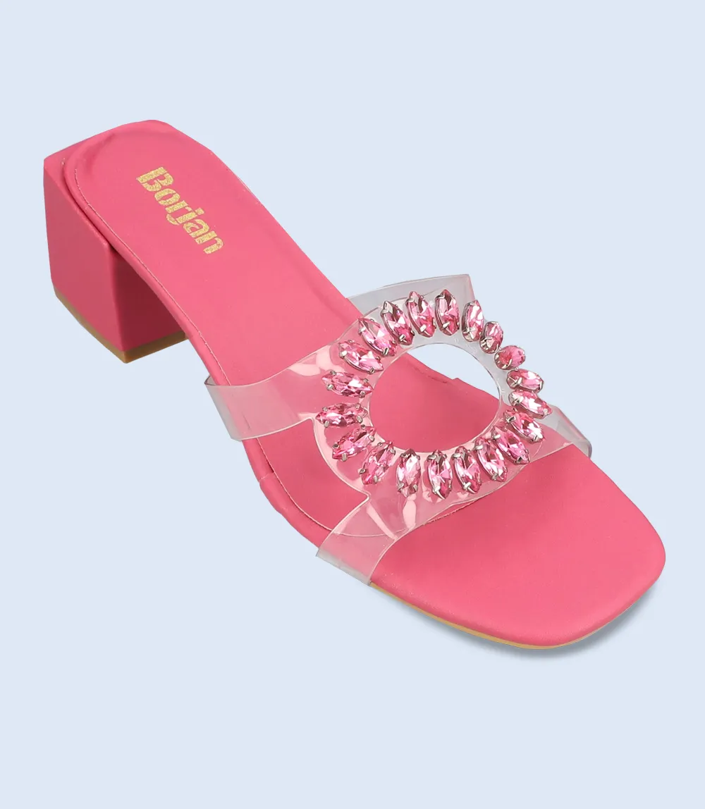 BW9286-PINK-Women Slipper Heel