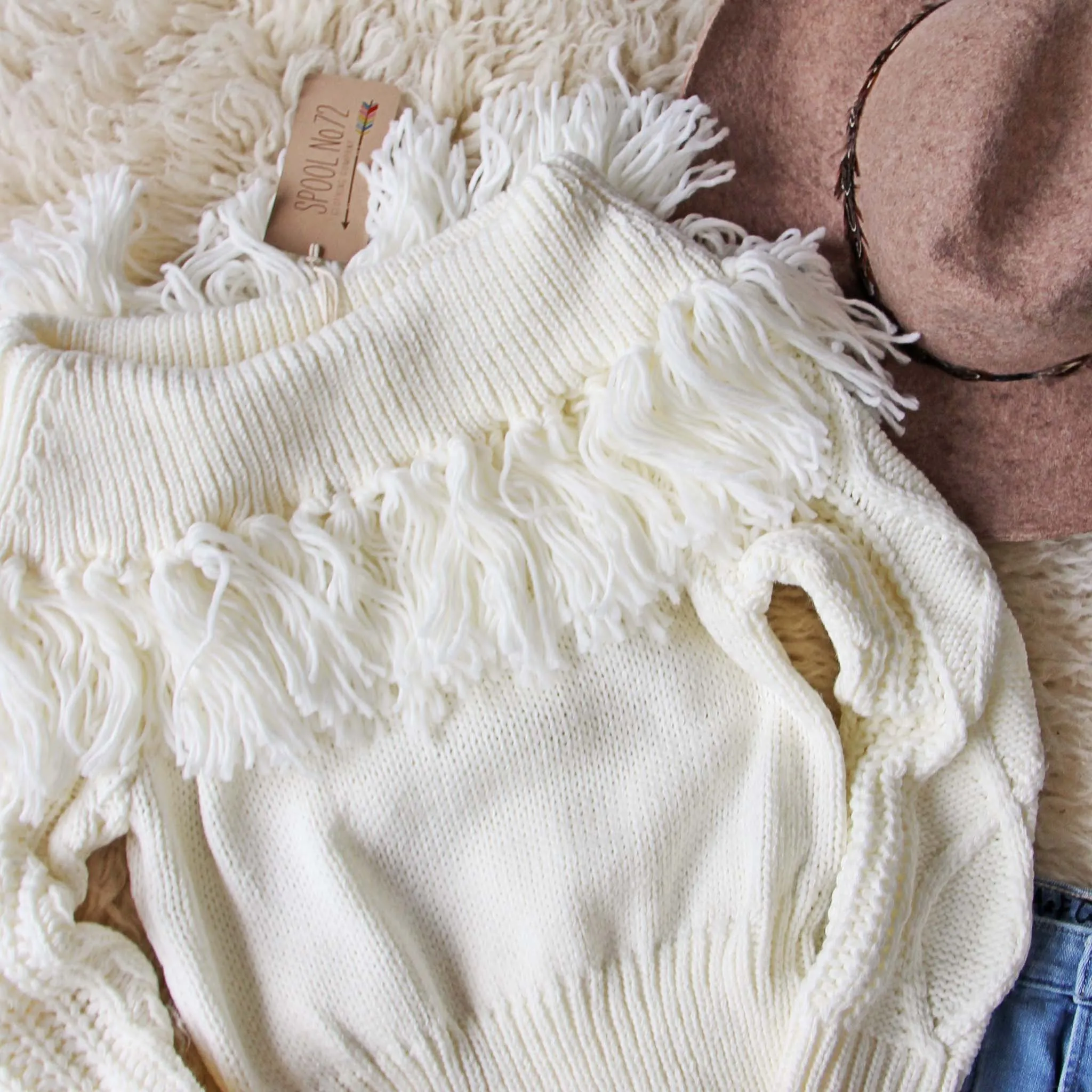 Cable & Feather Sweater in Cream