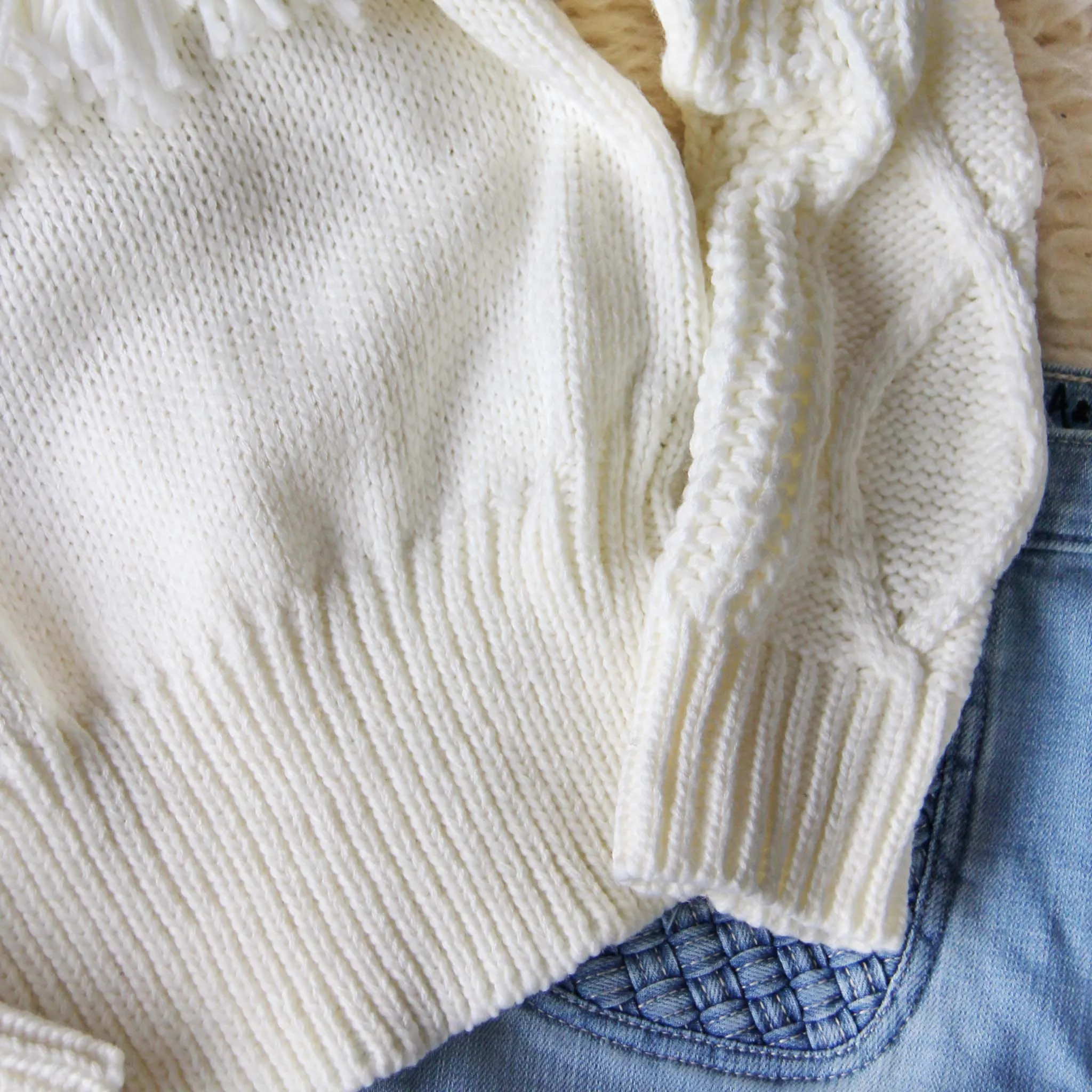 Cable & Feather Sweater in Cream