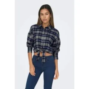 Camicia cropped check donna Blu