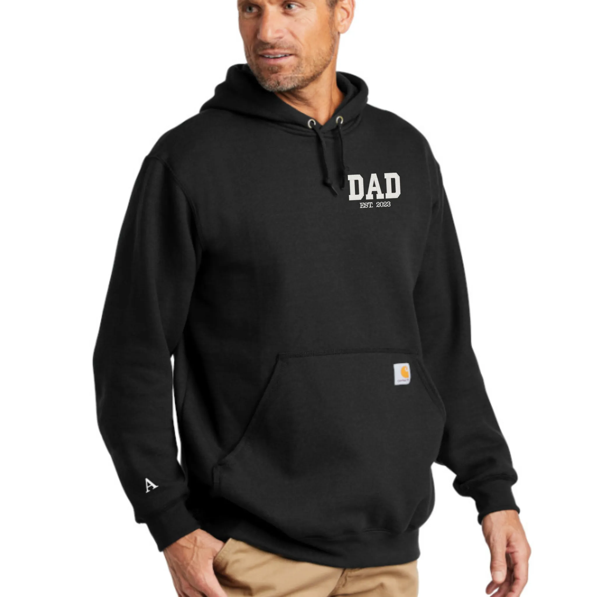 Carhartt DAD hoodie Embroidered, with Initials on sleeve