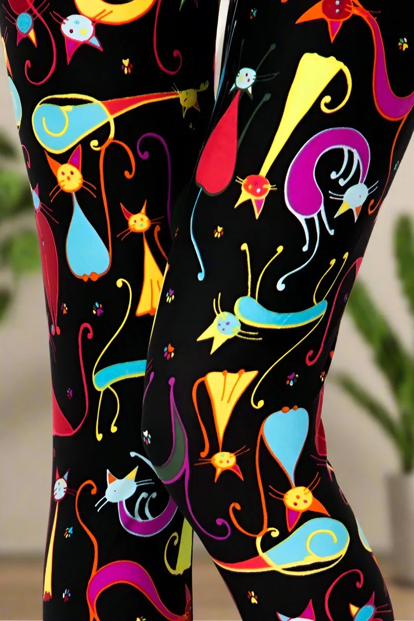 Cats Meow Print Soft Leggings