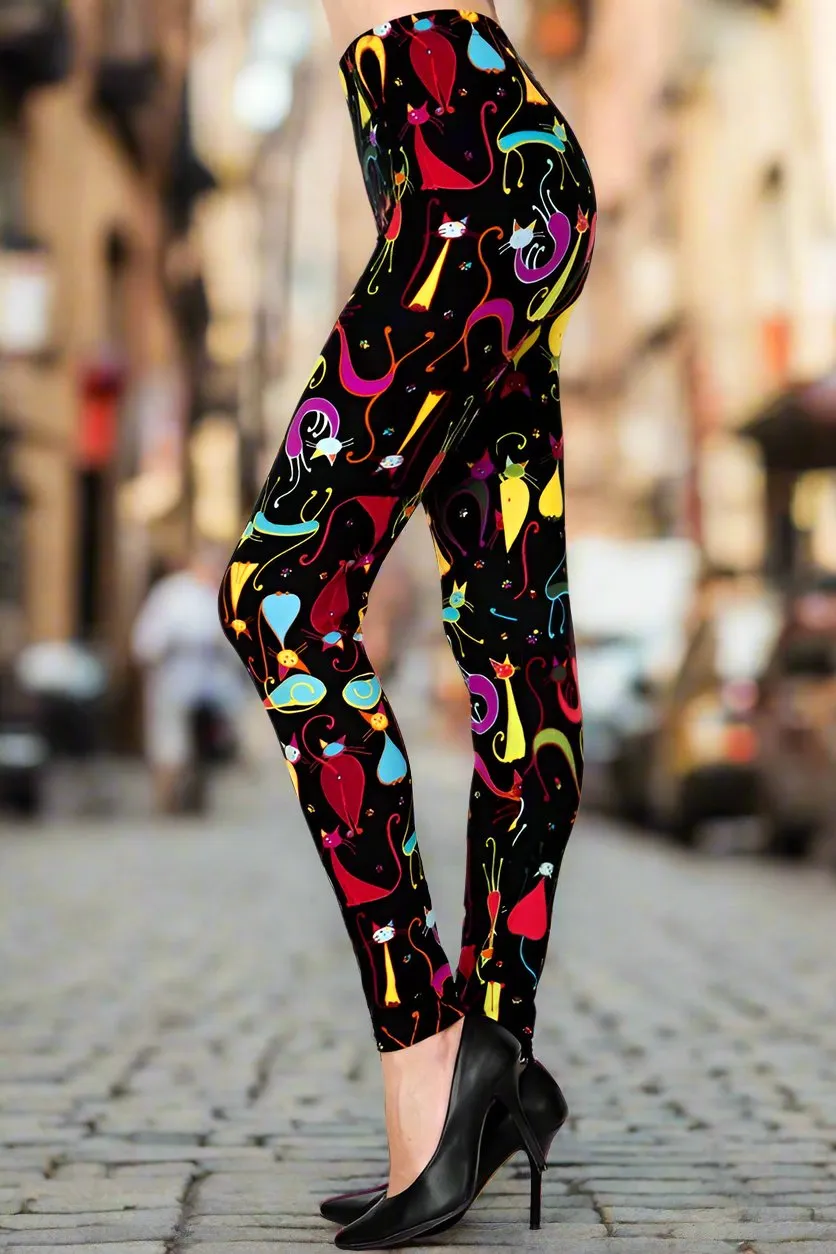 Cats Meow Print Soft Leggings