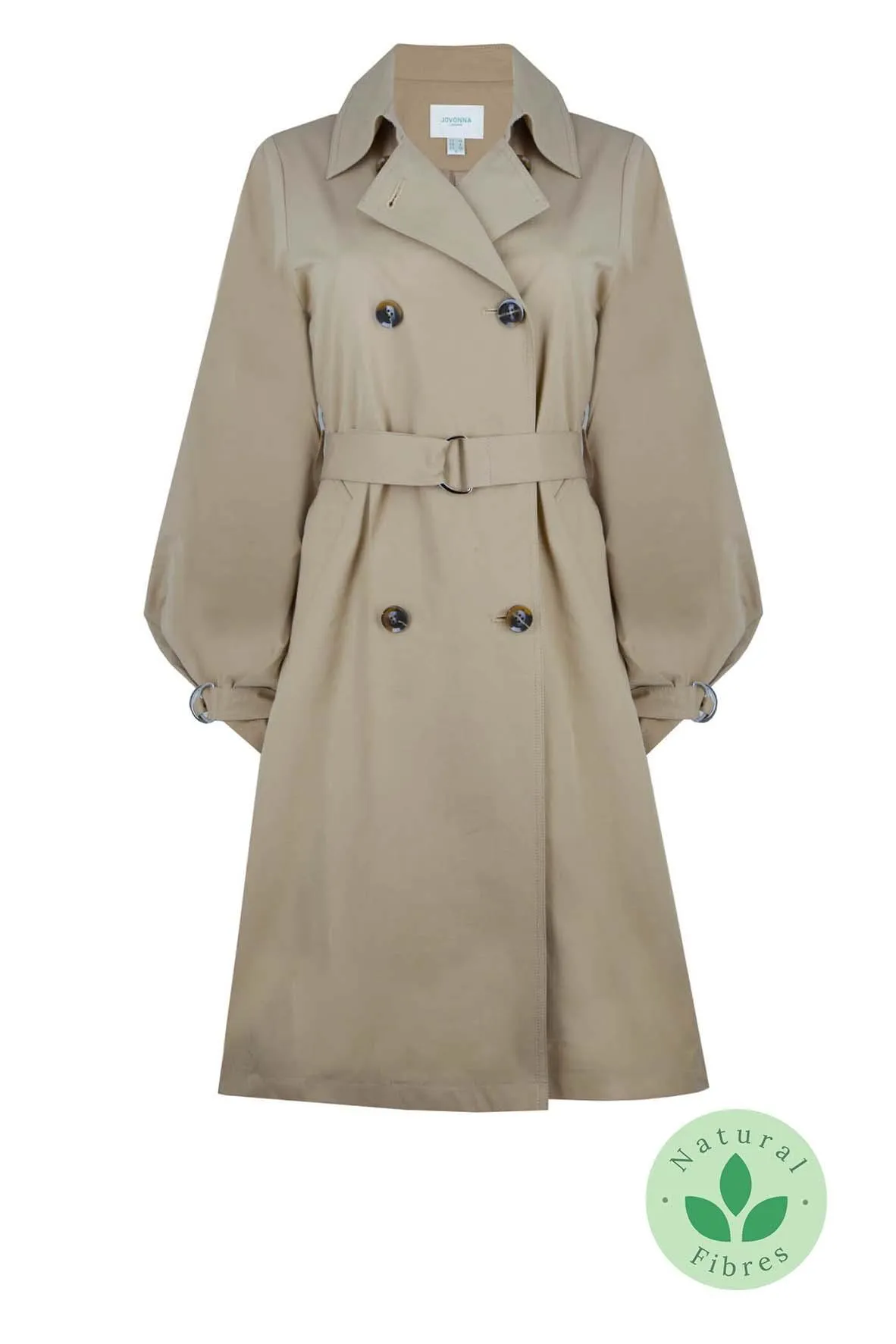 Charissa Trench Beige With Bishop Sleeves