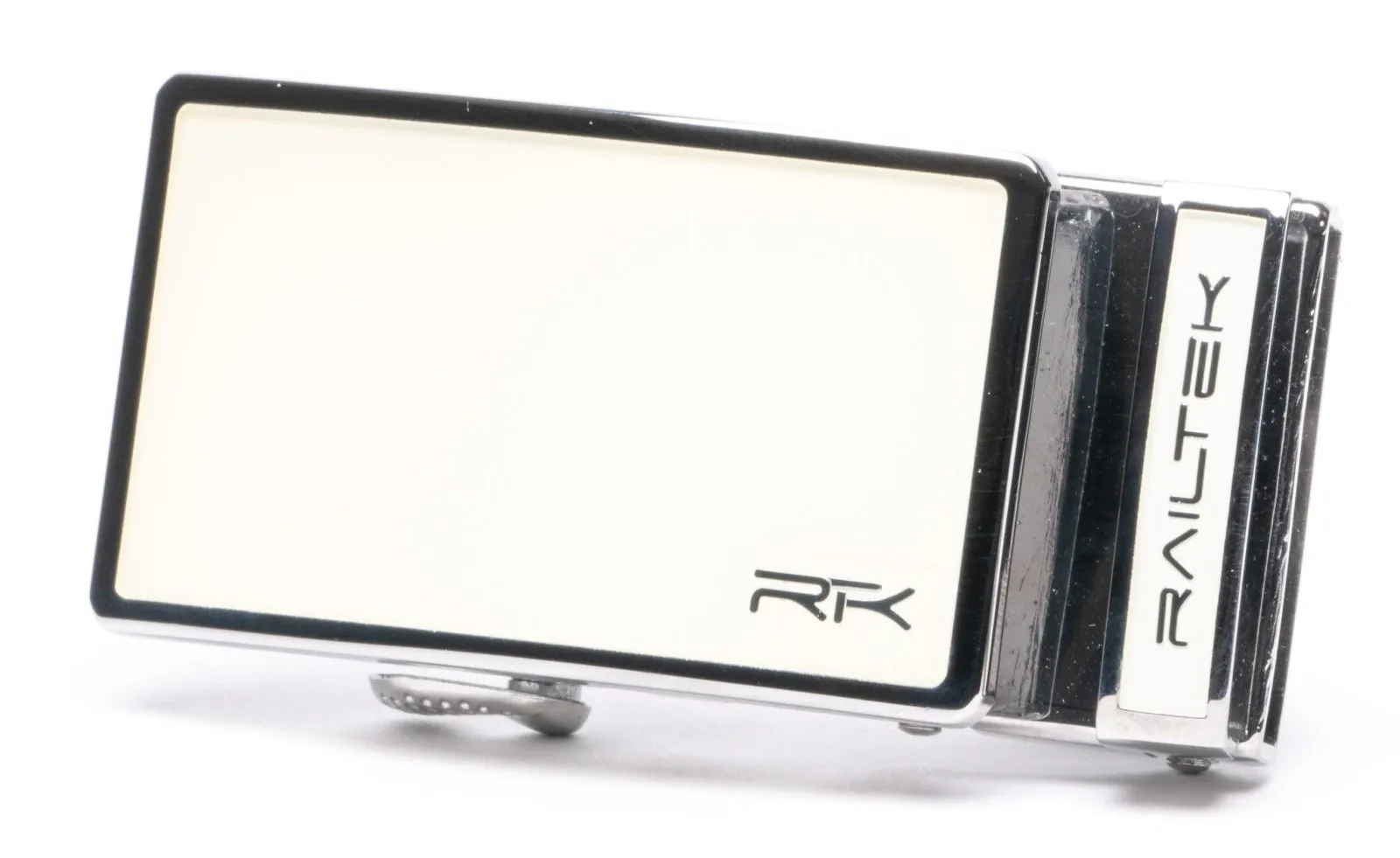 Chrome White Railtek Belt Buckle