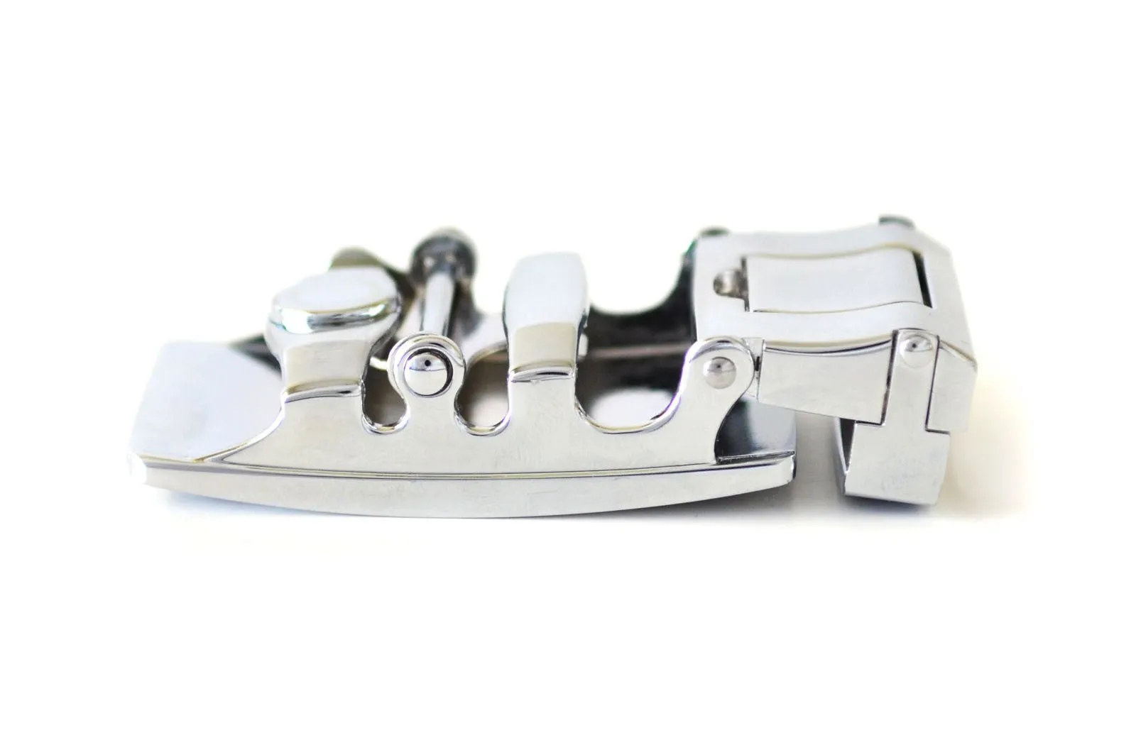 Chrome White Railtek Belt Buckle