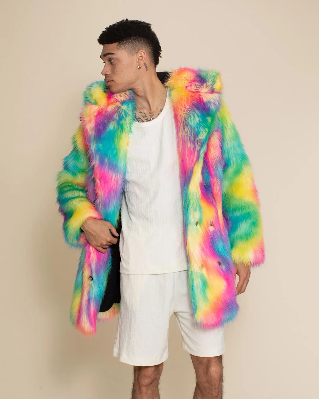 Classic Men's Faux Fur Coat | Rainbow Bear