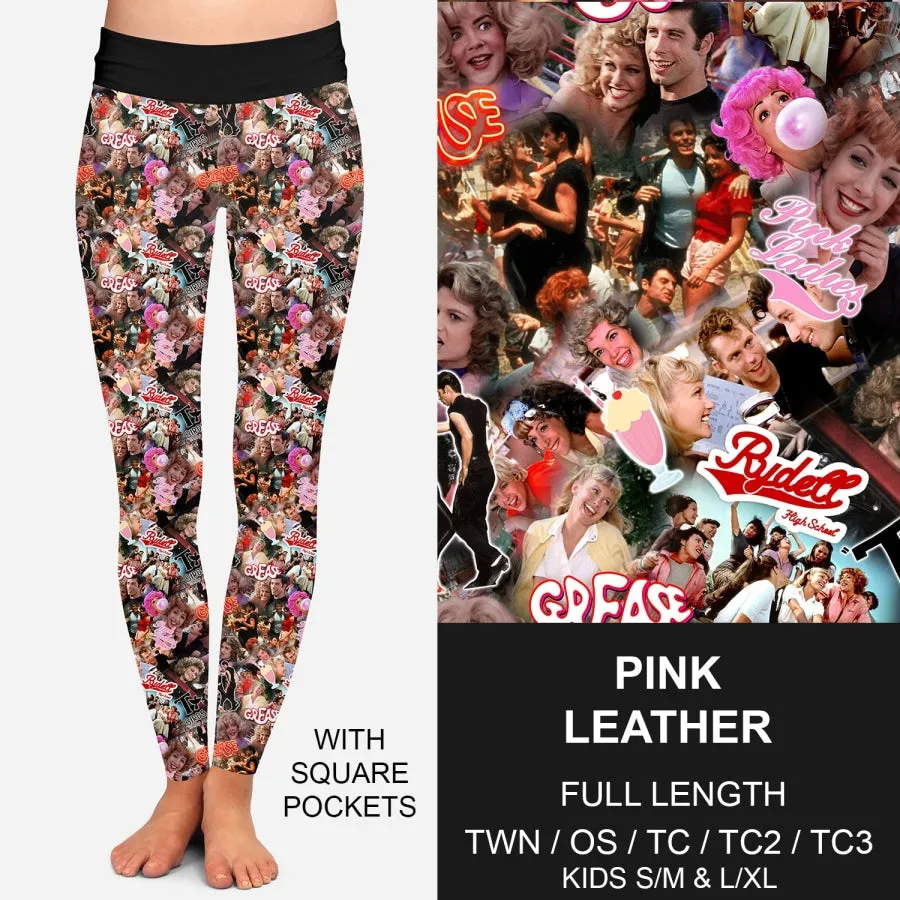 Custom Design Leggings with Pockets - Pink Leather