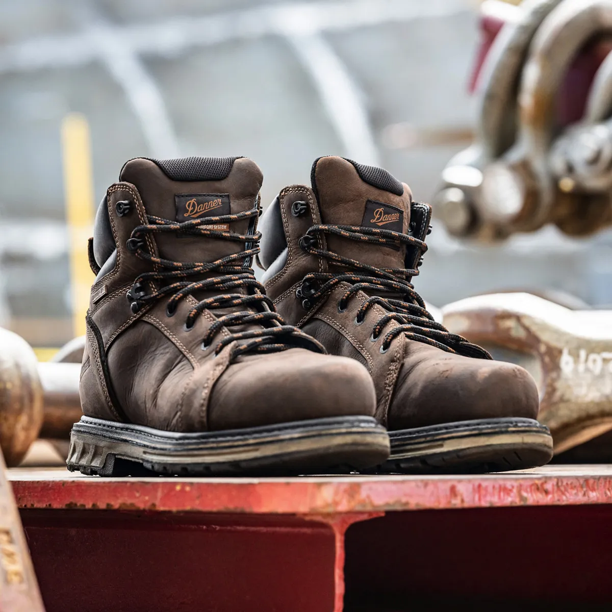 Danner Mens 6” Steel Yard Waterproof Steel Toe Work Boot- Brown Full-Grain Leather