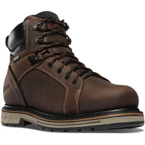 Danner Mens 6” Steel Yard Waterproof Steel Toe Work Boot- Brown Full-Grain Leather