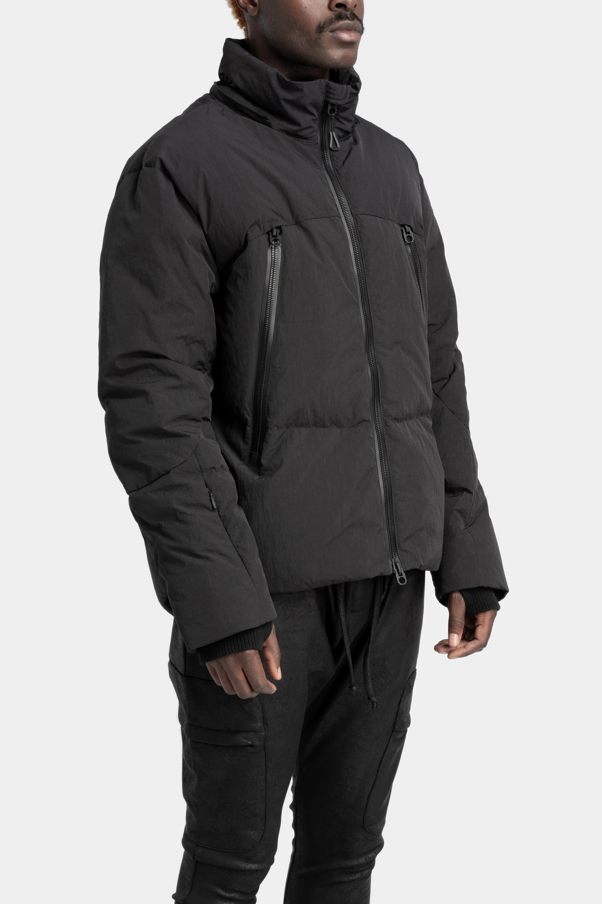 Detachable hood down jacket, Black