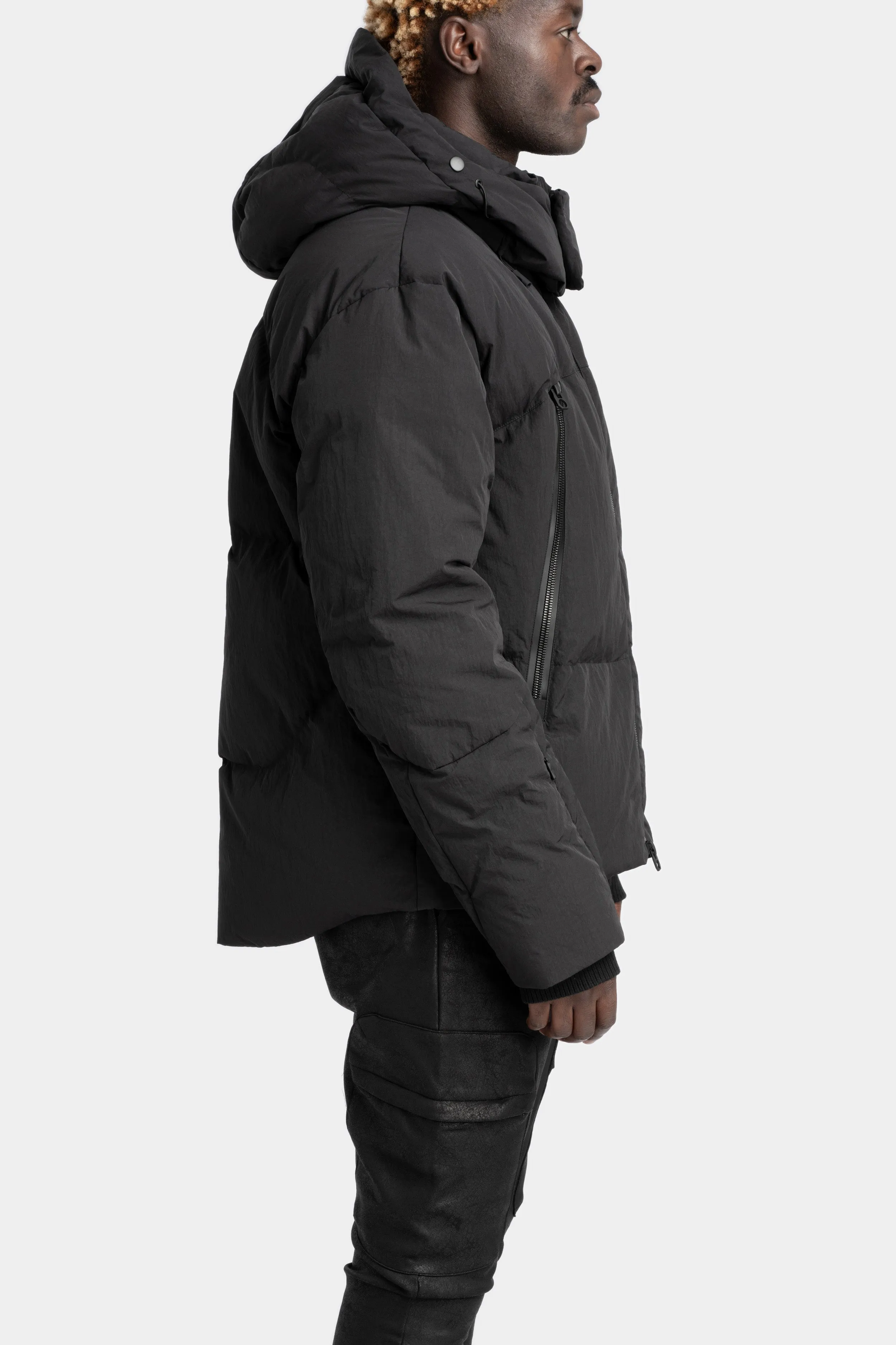 Detachable hood down jacket, Black