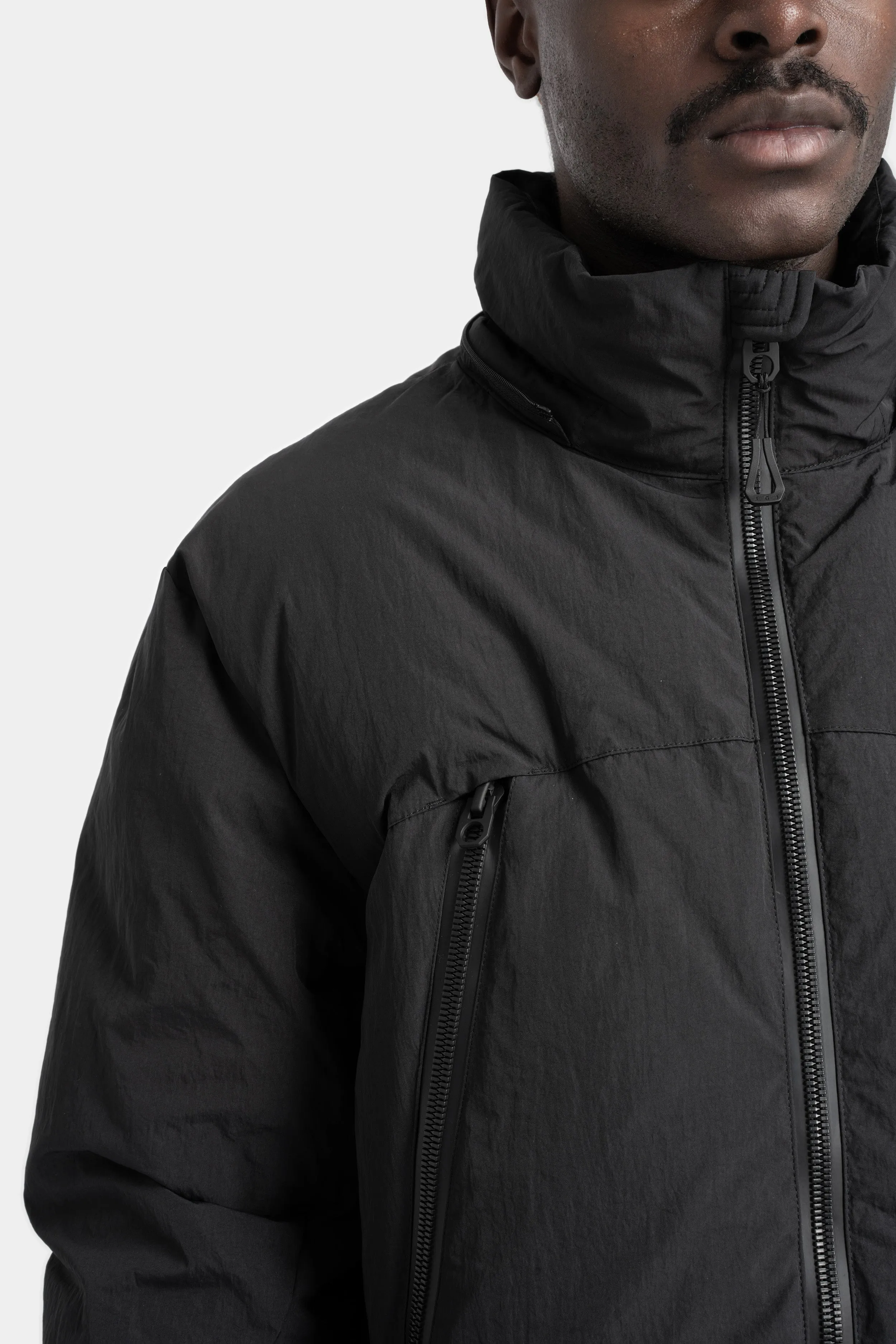 Detachable hood down jacket, Black