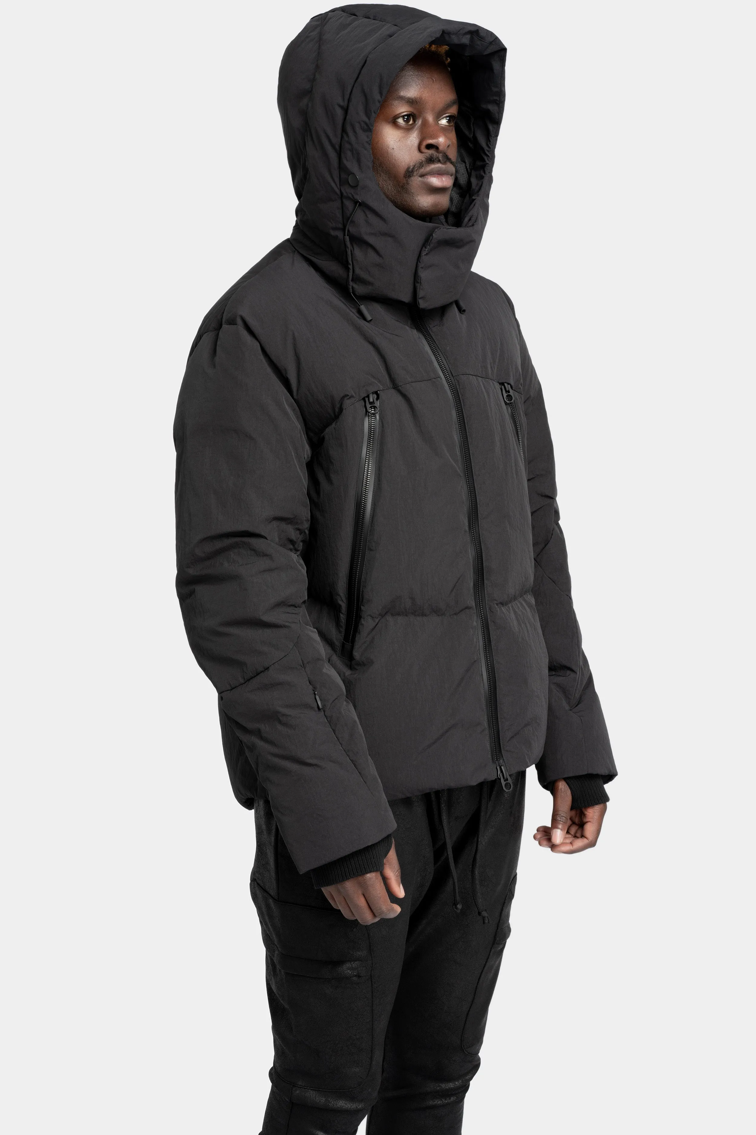 Detachable hood down jacket, Black