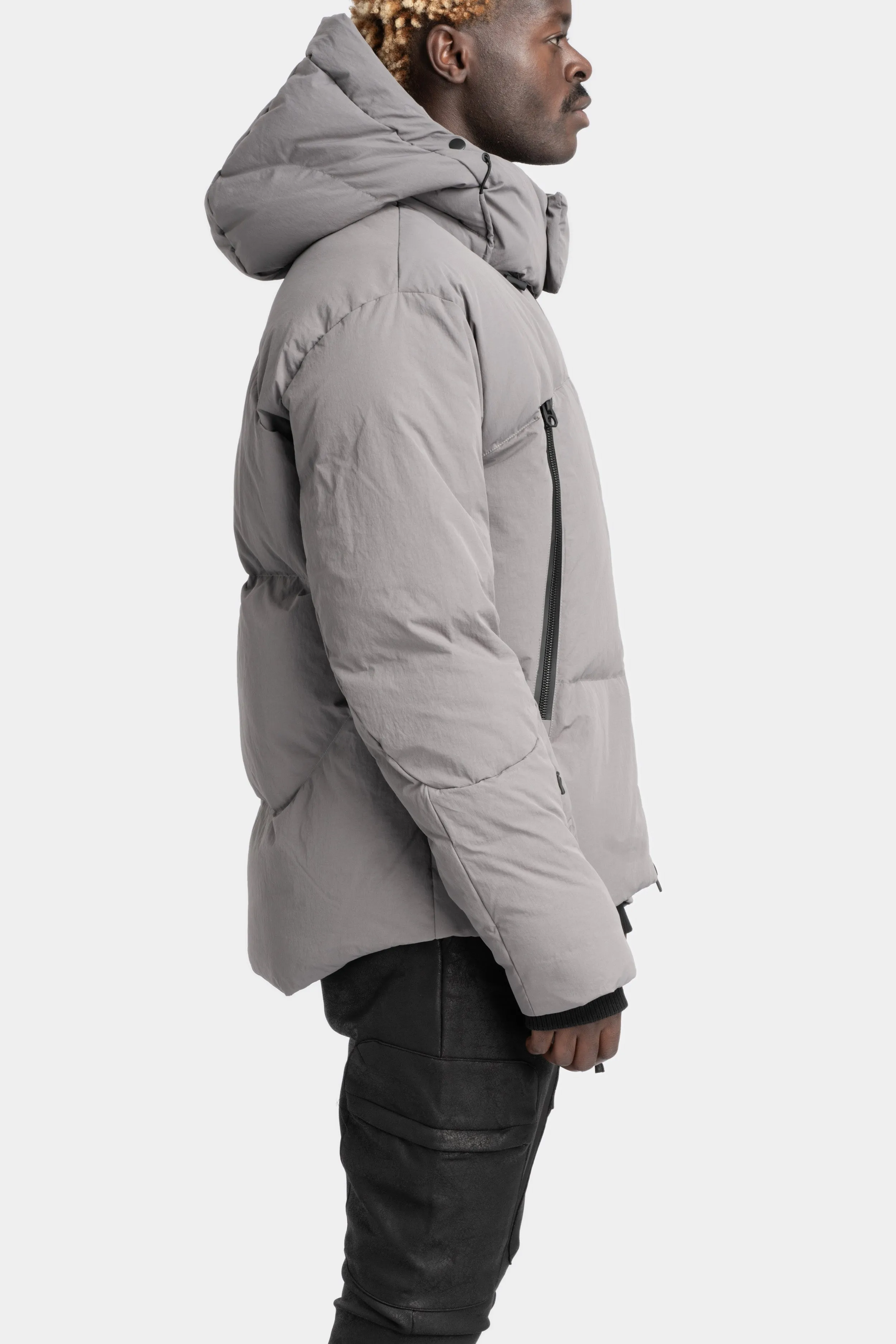 Detachable hood down jacket, Slate Grey