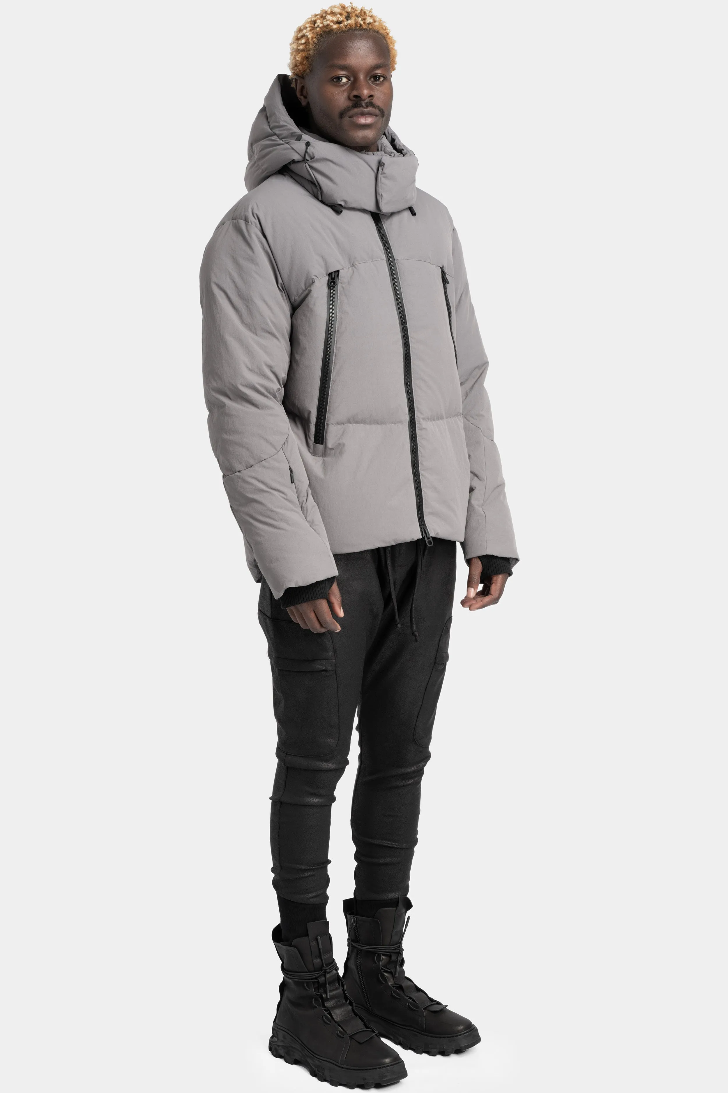 Detachable hood down jacket, Slate Grey