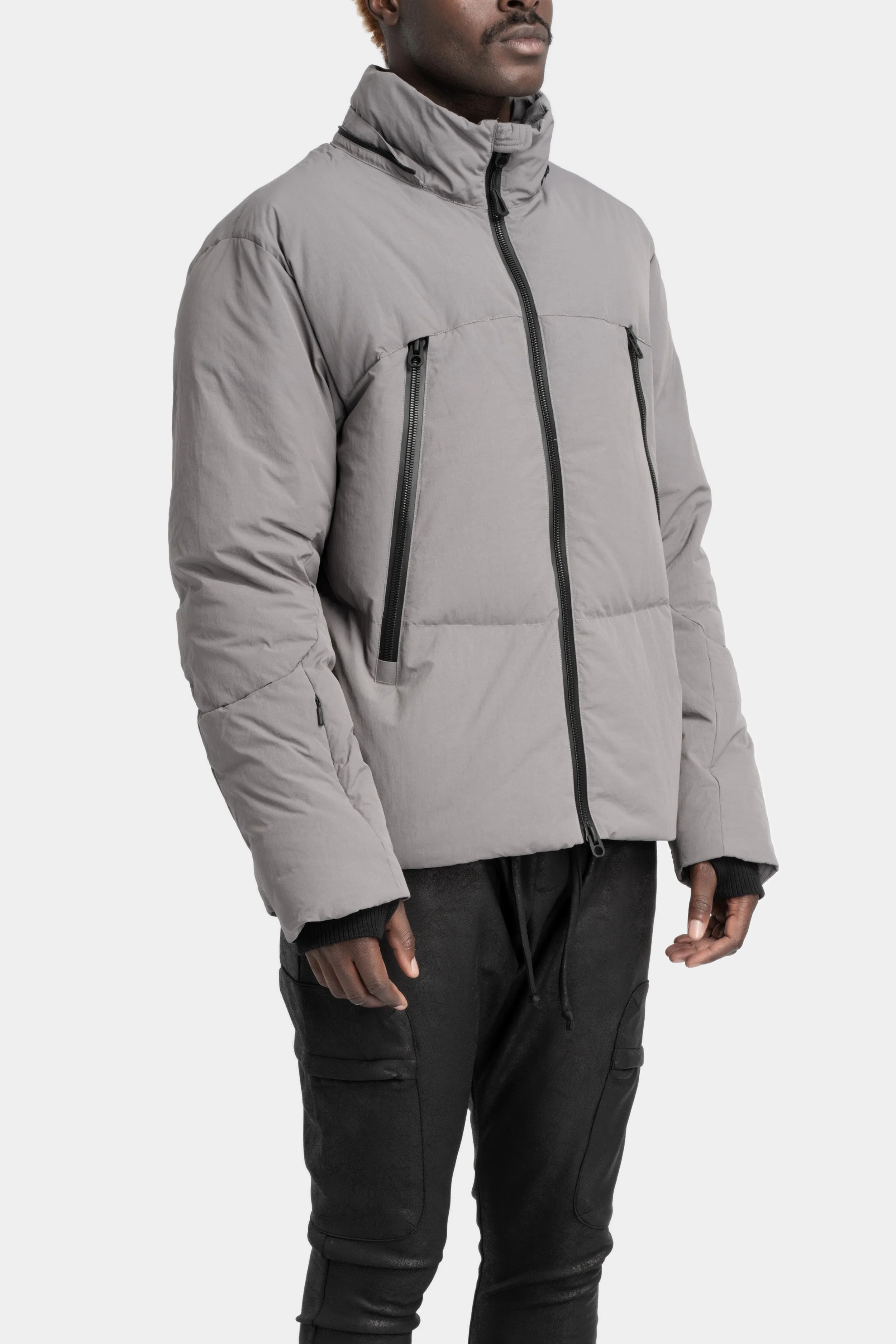 Detachable hood down jacket, Slate Grey