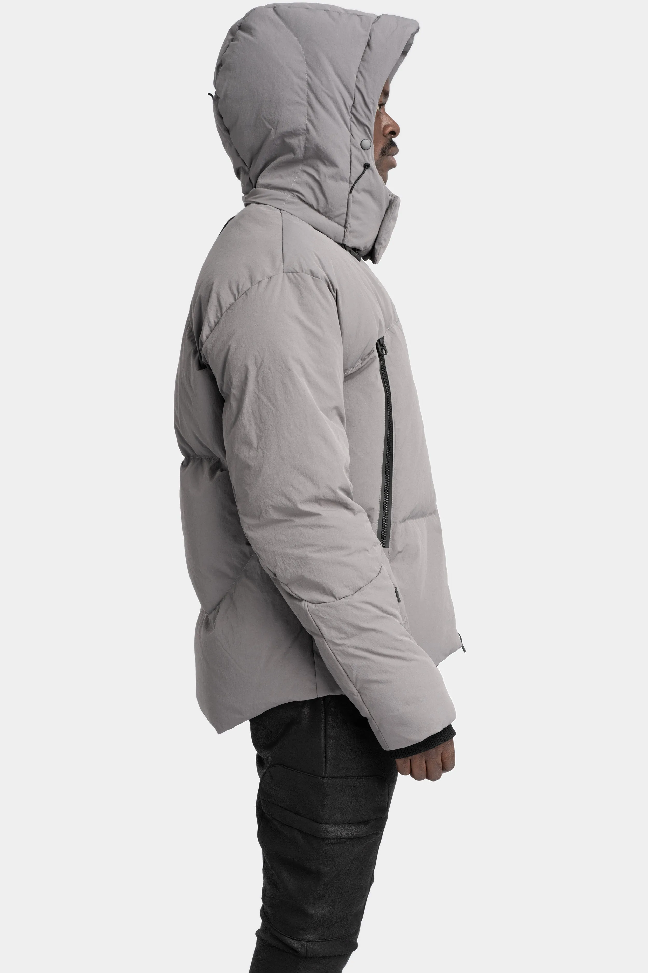 Detachable hood down jacket, Slate Grey