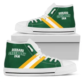 Diehard Green Bay Fan Sports High Top Shoes White