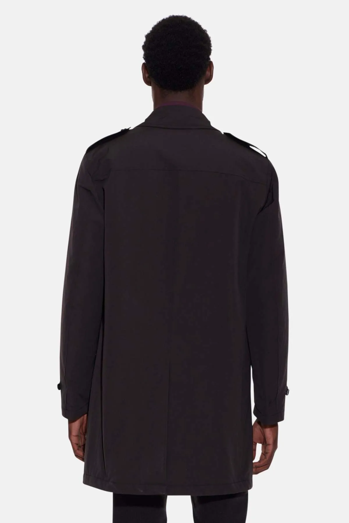 Double Breasted Trench Coat - Black