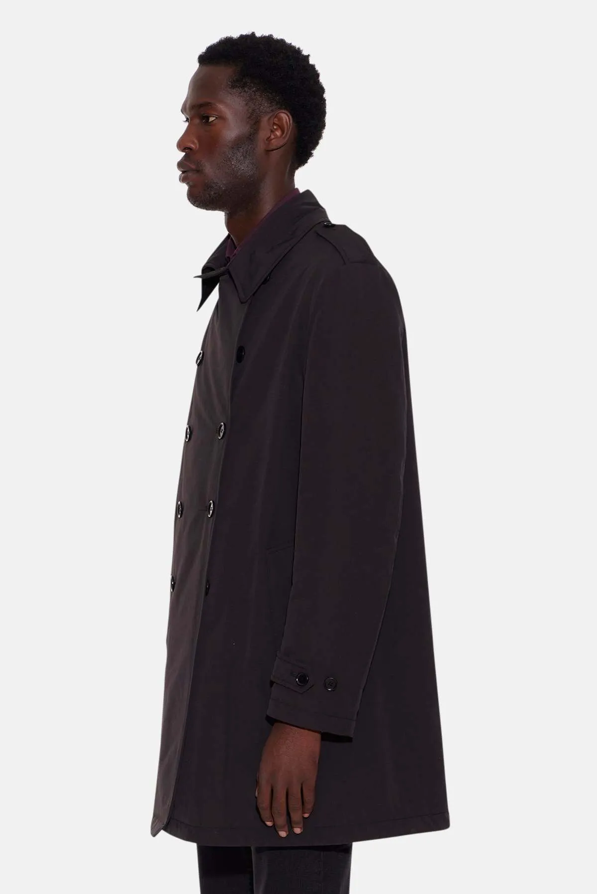 Double Breasted Trench Coat - Black