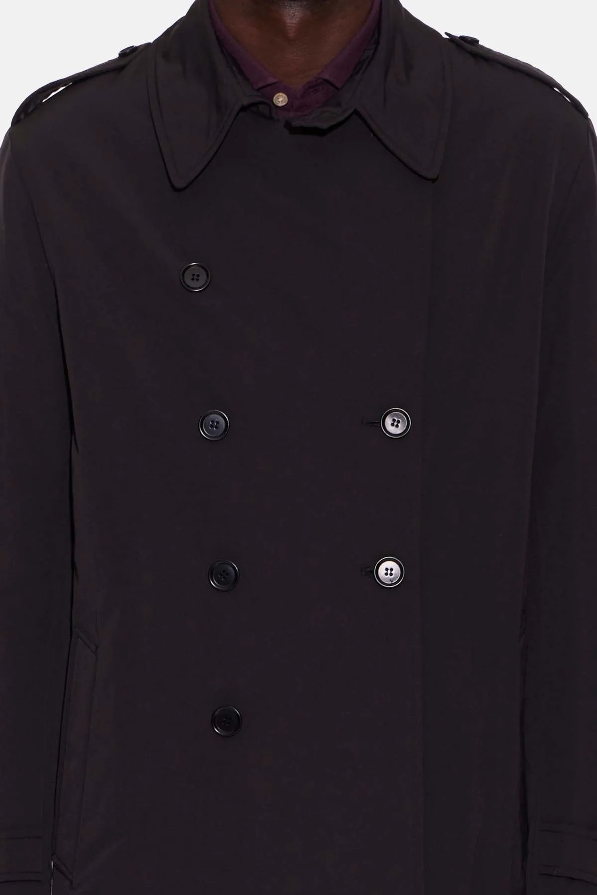 Double Breasted Trench Coat - Black