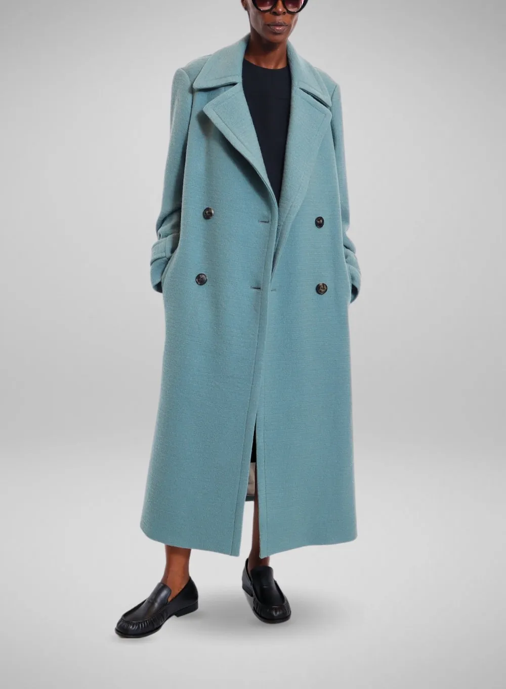 DRIES VAN NOTEN | Double Breasted Long Wool Pea Coat